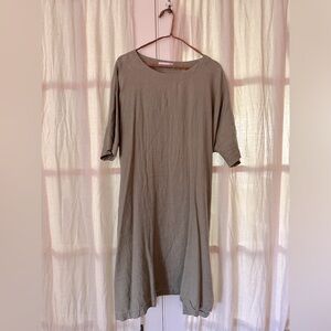 NotPerfectLinen Rennes forest green oversized Linen Dress - one size